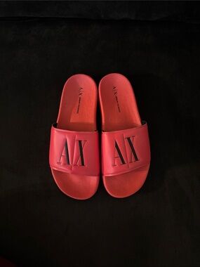 A/X Armani Exchange Bright Pink Logo Slide Sandals